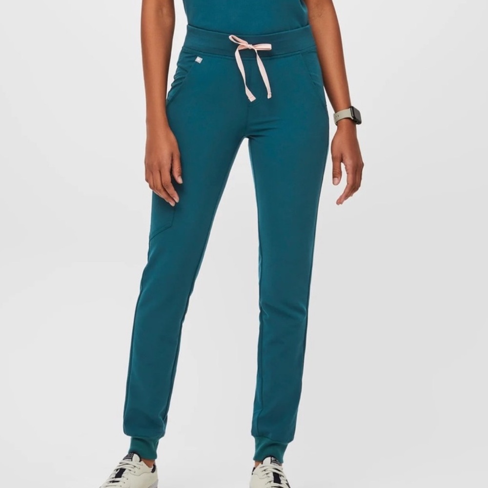 Figs Caribbean Blue Joggers with Pink Accent